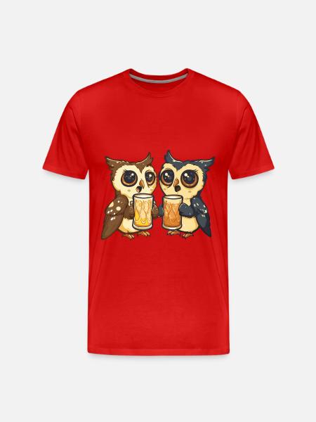 Owl Beer Funny Booze - Men's Premium Organic T-Shirt - red