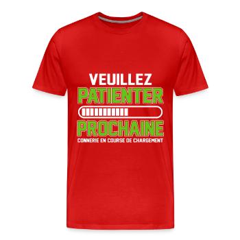 veuillez patienter - T-shirt bio Premium Homme - rouge - Devant - Damien (186cm)
