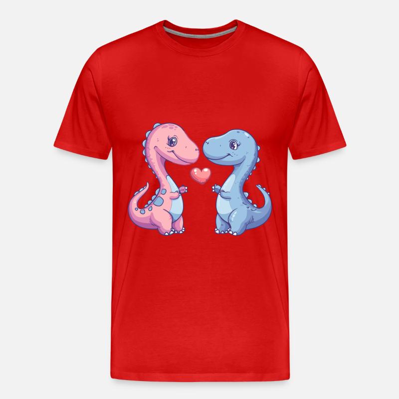 Dinosaurier brontosaurus Paar Liebe - Männer Premium Bio T-Shirt - Rot