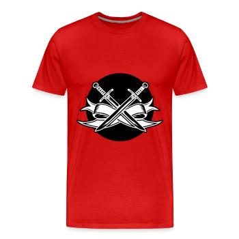 Schwert Symbol - Männer Premium Bio T-Shirt - Rot - Vorne - Damien (186cm)