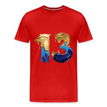 NR. 13 NUMMER 13 COOL 13. GEBURTSTAG - Männer Premium Bio T-Shirt - Rot - Vorne - Damien (186cm)