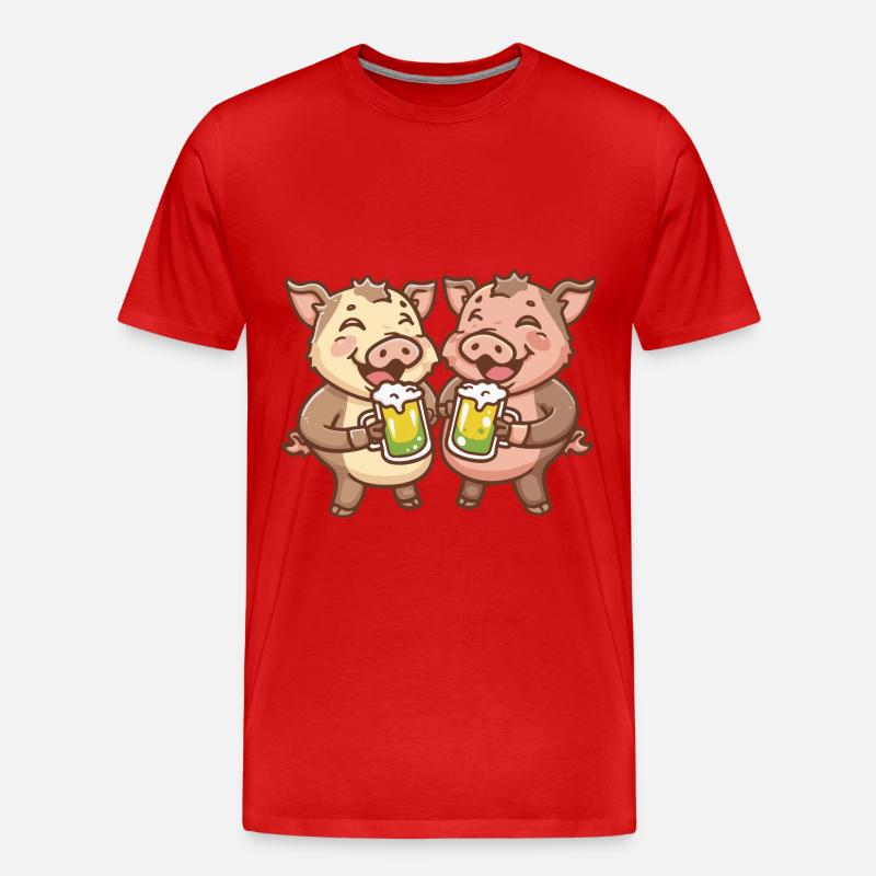 Schwein Bier Wildschwein - Männer Premium Bio T-Shirt - Rot