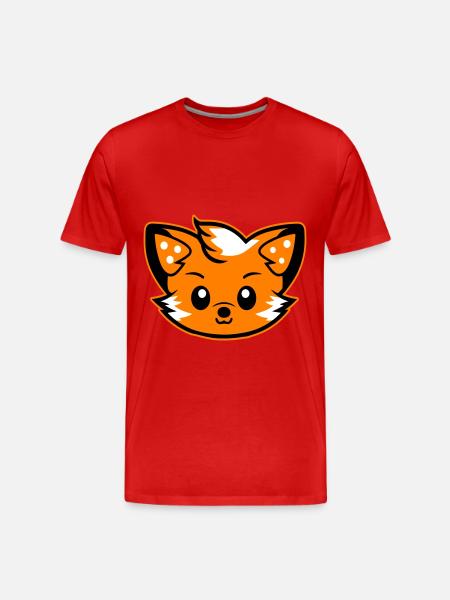 Fuchs Kopf Comic Niedlich - Männer Premium Bio T-Shirt - Rot