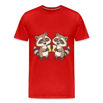 Raccoon Beer Funny Booze - Men's Premium Organic T-Shirt - red - Front - Damien (186cm)