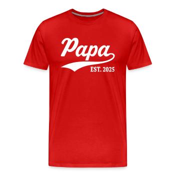 Papa Est. 2025 - Men's Premium Organic T-Shirt - red - Front - Damien (186cm)