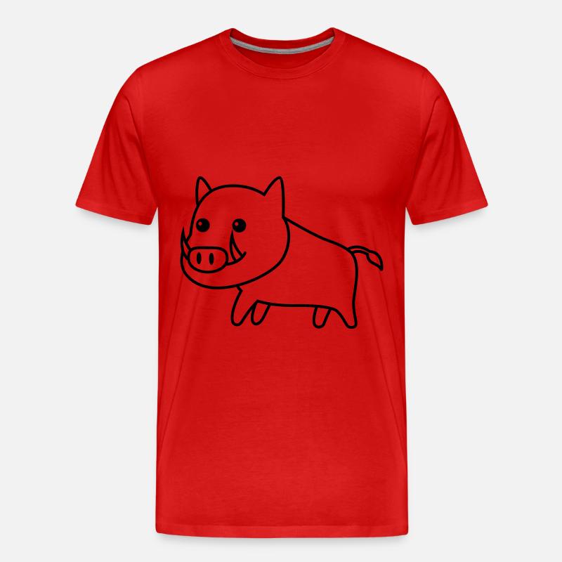 Wildschwein Comic Tier - Männer Premium Bio T-Shirt - Rot