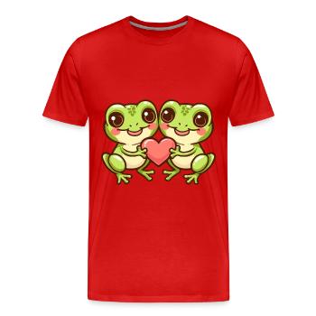 Frog Couple Love Couple In Love - Men's Premium Organic T-Shirt - red - Front - Damien (186cm)