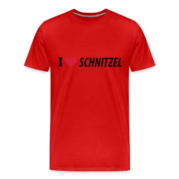 I Love Schnitzel - Men's Premium Organic T-Shirt - red - Front - Damien (186cm)
