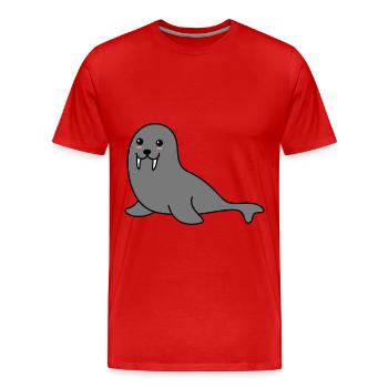 Seal Animal Comic - Men's Premium Organic T-Shirt - red - Front - Damien (186cm)
