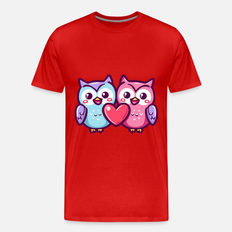 Eule Comic Paar Liebe - Männer Premium Bio T-Shirt - Rot