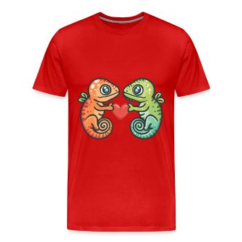 Chameleon Couple Love Couple In Love - Men's Premium Organic T-Shirt - red - Front - Damien (186cm)