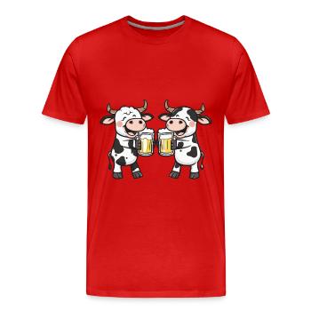 Kuh Comic Bier Lustig Saufen - Männer Premium Bio T-Shirt - Rot - Vorne - Damien (186cm)
