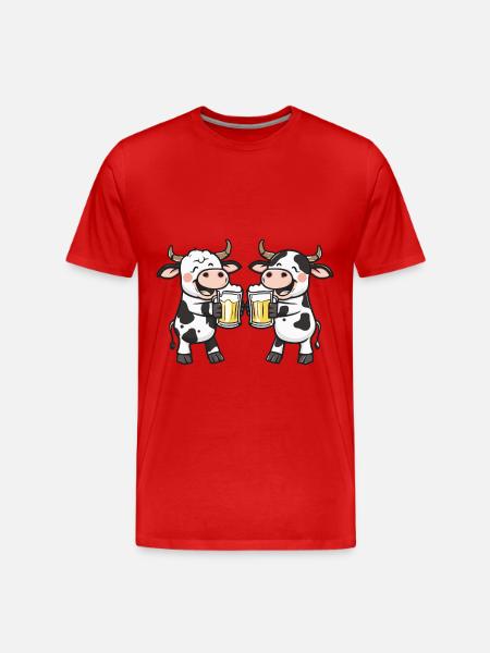 Cow Comic Beer Funny Booze - Men's Premium Organic T-Shirt - red