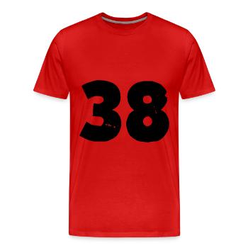 38 Nombre - T-shirt bio Premium Homme - rouge - Devant - Damien (186cm)