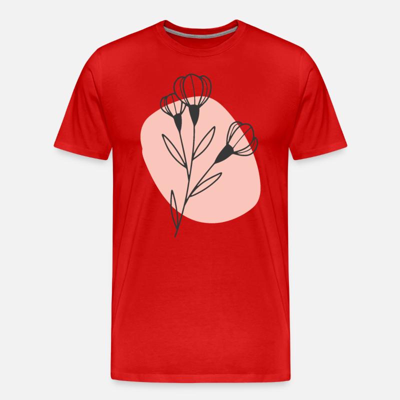 Handgezeichnete Blume 1 - Männer Premium Bio T-Shirt - Rot