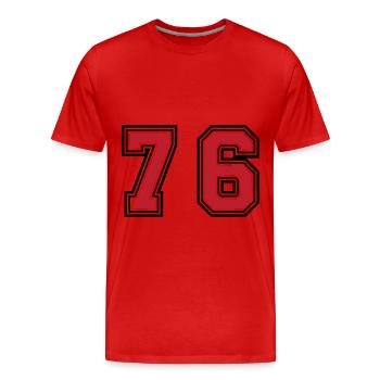 76 Symbole numérique - T-shirt bio Premium Homme - rouge - Devant - Damien (186cm)