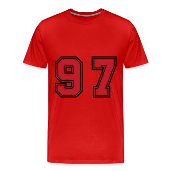 97 Number Symbol - Men's Premium Organic T-Shirt - red - Front - Damien (186cm)