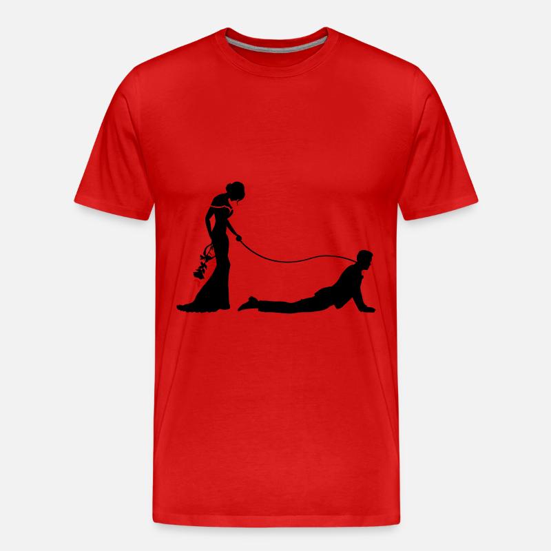 Hochzeit Brautpaar Leine - Männer Premium Bio T-Shirt - Rot