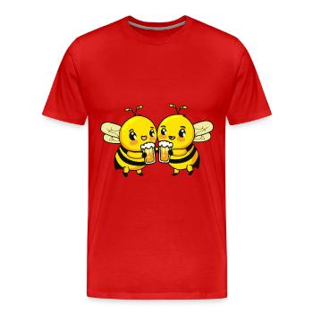 Bee Beer Funny Booze - Men's Premium Organic T-Shirt - red - Front - Damien (186cm)