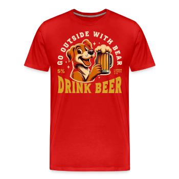 Trinkender Hund - Männer Premium Bio T-Shirt - Rot - Vorne - Damien (186cm)