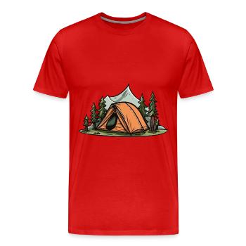 Tente de camping en plein air - T-shirt bio Premium Homme - rouge - Devant - Damien (186cm)