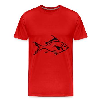 Silhouette de poisson - T-shirt bio Premium Homme - rouge - Devant - Damien (186cm)