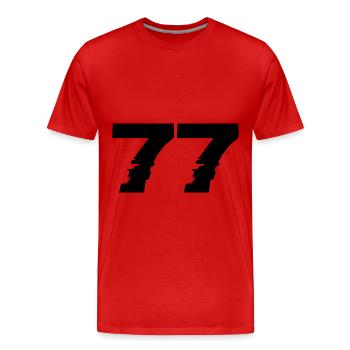 77 Zahl - Männer Premium Bio T-Shirt - Rot - Vorne - Damien (186cm)
