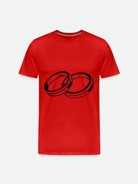 Wedding rings symbol silhouette wedding - Men's Premium Organic T-Shirt - red