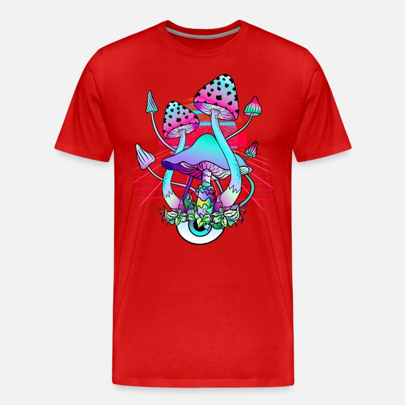 Champignons Psychédéliques - Retro Wave Sunset - T-shirt bio Premium Homme - rouge