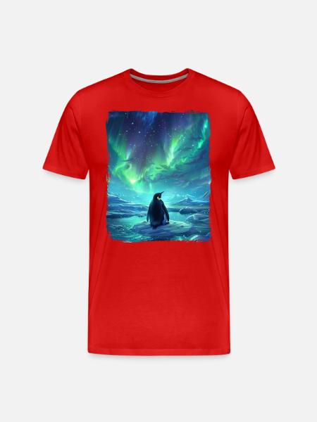 Revontulieläin Aurora Borealis pingviini - Miesten premium luomu-t-paita - punainen