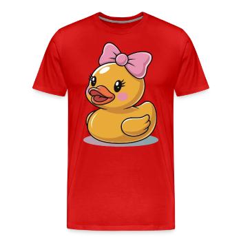 Mignon canard en caoutchouc canard animal oiseau Coquette arc - T-shirt bio Premium Homme - rouge - Devant - Damien (186cm)