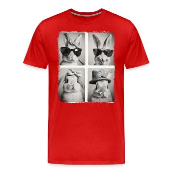 Drôle mignon lapin lapin animal photobooth selfie - T-shirt bio Premium Homme - rouge - Devant - Damien (186cm)
