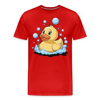 Rubber Duck Bathing Bubbles Water Bird Animal - Men's Premium Organic T-Shirt - red - Front - Damien (186cm)