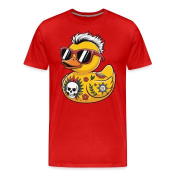 punk gummi ente sonnenbrille schädel tattoo blume - Männer Premium Bio T-Shirt - Rot - Vorne - Damien (186cm)