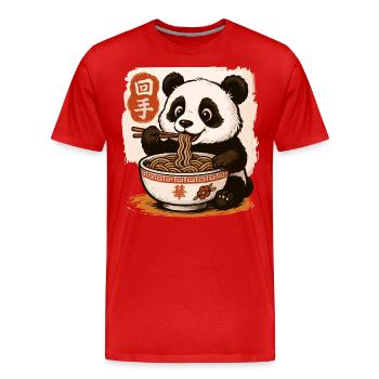 Mignon Panda Mangeant Des Nouilles Illustration De La Cuisine Asiatique - T-shirt bio Premium Homme - rouge - Devant - Damien (186cm)