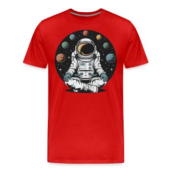 Astronaute Yoga Méditation Planète Espace Orbite - T-shirt bio Premium Homme - rouge - Devant - Damien (186cm)