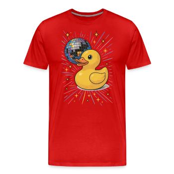 canard en caoutchouc boule disco fête illustration - T-shirt bio Premium Homme - rouge - Devant - Damien (186cm)
