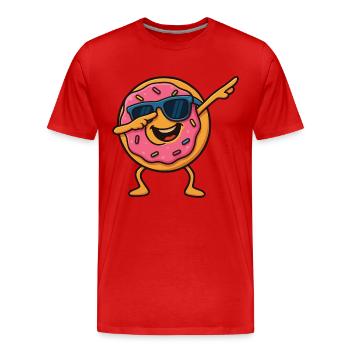 Lustige Coole Dabbing Pose Cartoon Donut Tanzen - Männer Premium Bio T-Shirt - Rot - Vorne - Damien (186cm)