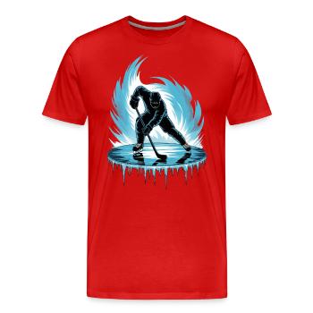 Cool Hockey Player Skating Skater Stick Puck - Men's Premium Organic T-Shirt - red - Front - Damien (186cm)