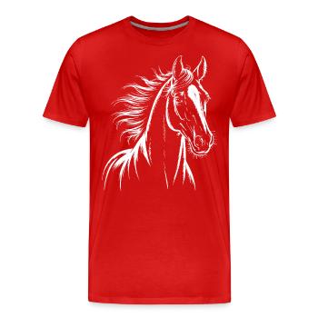 Horse Sketch Equestrian Line Art Animal Drawing - Men's Premium Organic T-Shirt - red - Front - Damien (186cm)