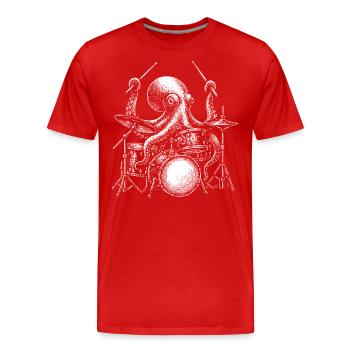 Batteur Octopus Batterie Musicien Percussion - T-shirt bio Premium Homme - rouge - Devant - Damien (186cm)