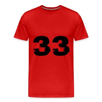 33 Zahl - Männer Premium Bio T-Shirt - Rot - Vorne - Damien (186cm)