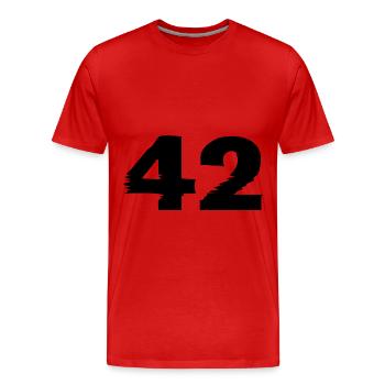 42 Zahl - Männer Premium Bio T-Shirt - Rot - Vorne - Damien (186cm)