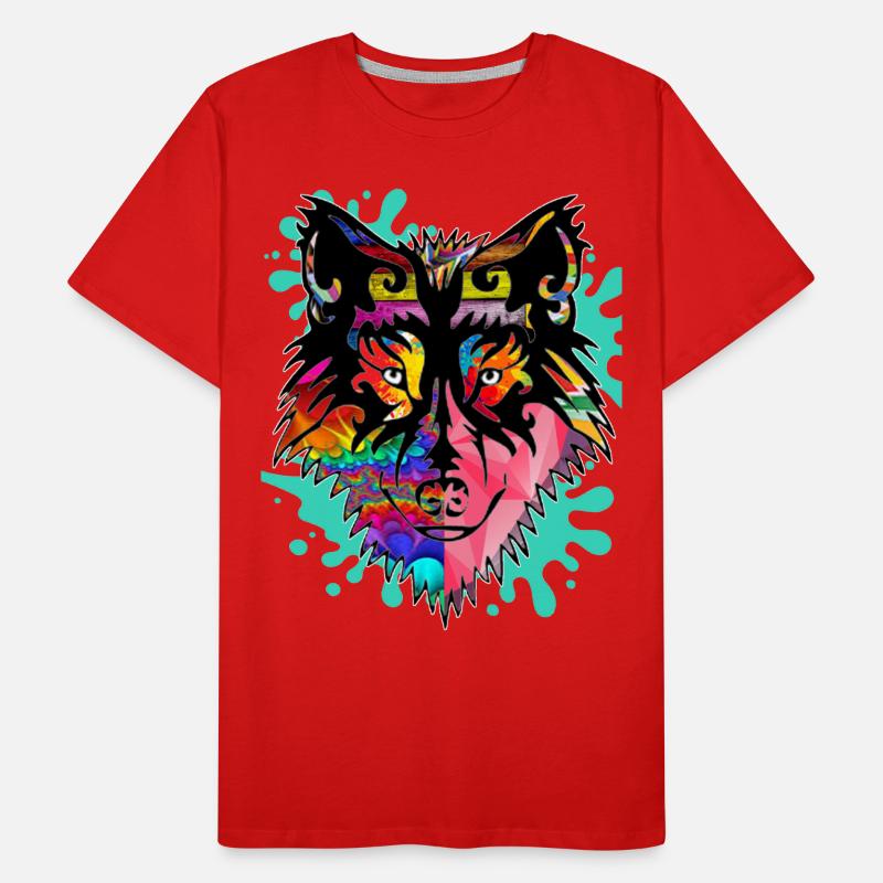 Wolf, bunt, Männer Premium Bio T-Shirt