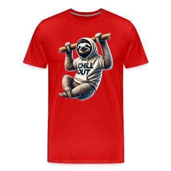 Lustiges Faultier Chill Out Tierliebhaber Chillen - Männer Premium Bio T-Shirt - Rot - Vorne - Damien (186cm)