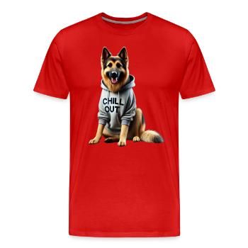 Drôle de berger allemand Chill Out Chill - T-shirt bio Premium Homme - rouge - Devant - Damien (186cm)