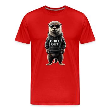 Drôle loutre Chill Out Amoureux des animaux Chill - T-shirt bio Premium Homme - rouge - Devant - Damien (186cm)