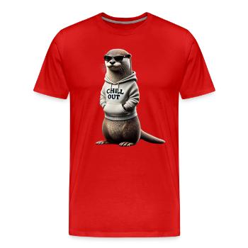 Drôle loutre Chill Out Amoureux des animaux Chill - T-shirt bio Premium Homme - rouge - Devant - Damien (186cm)