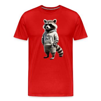 Lustiges Waschbär Chill Out Tierliebhaber Chillen - Männer Premium Bio T-Shirt - Rot - Vorne - Damien (186cm)