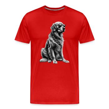 drôle Golden Retriever chien Art propriétaire de chien - T-shirt bio Premium Homme - rouge - Devant - Damien (186cm)